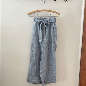 Women’s linen cotton wide leg cropped pants